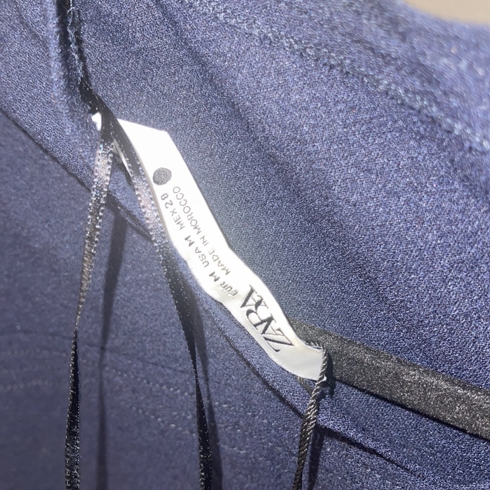 ZARA Navy Blue, V-neck design, Zipper closure & Split, Long Dress, NWT - Picture 4 of 4